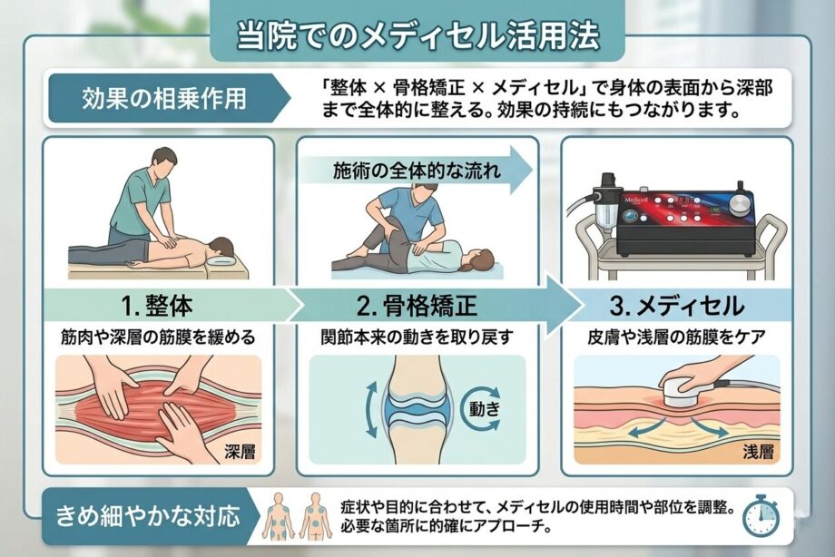 urokoBodyCareでのメディセル活用法をまとめた画像。
