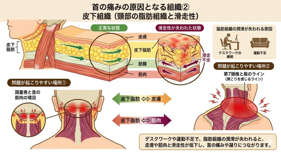 首の痛みの原因となる組織②　皮下組織の画像