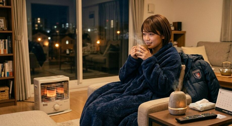 自宅でカラダを温めているマネージャーのイメージ画像。
