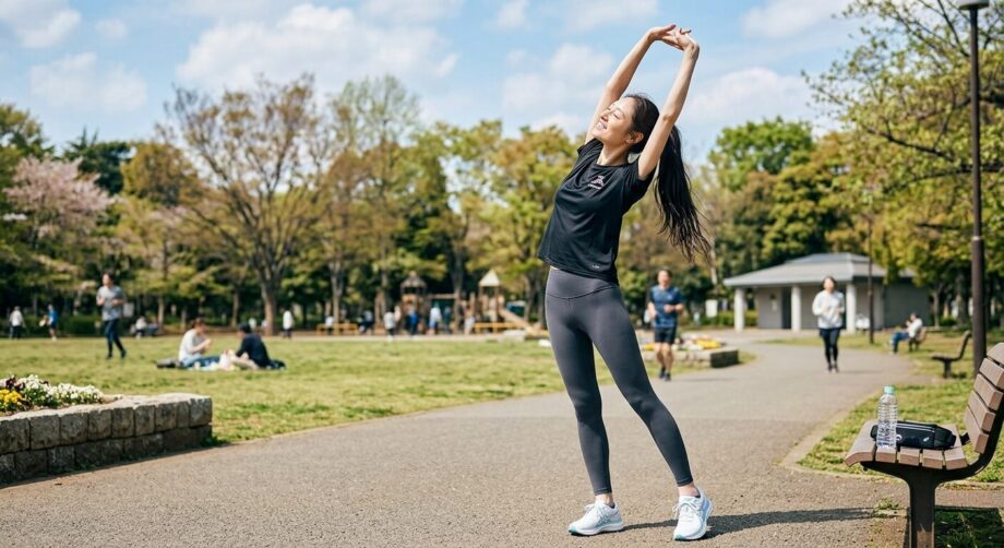 休日に運動をする女性のイメージ画像。
