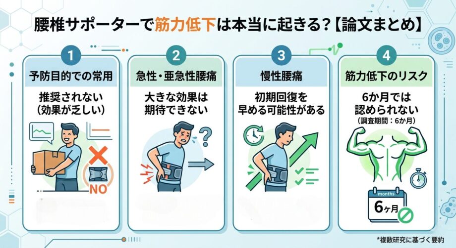 腰椎サポーターで筋力低下は本当に起きる？【論文まとめ】画像