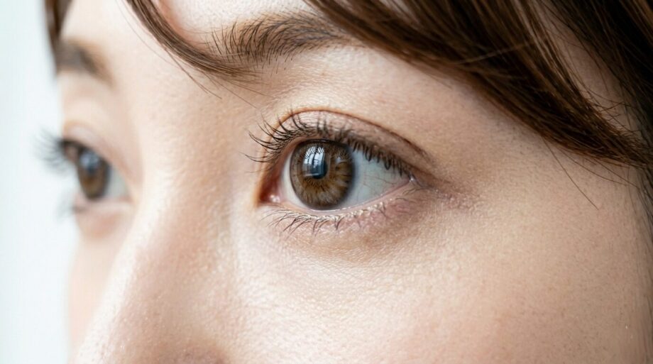 真っすぐ前方を見つめる女性。