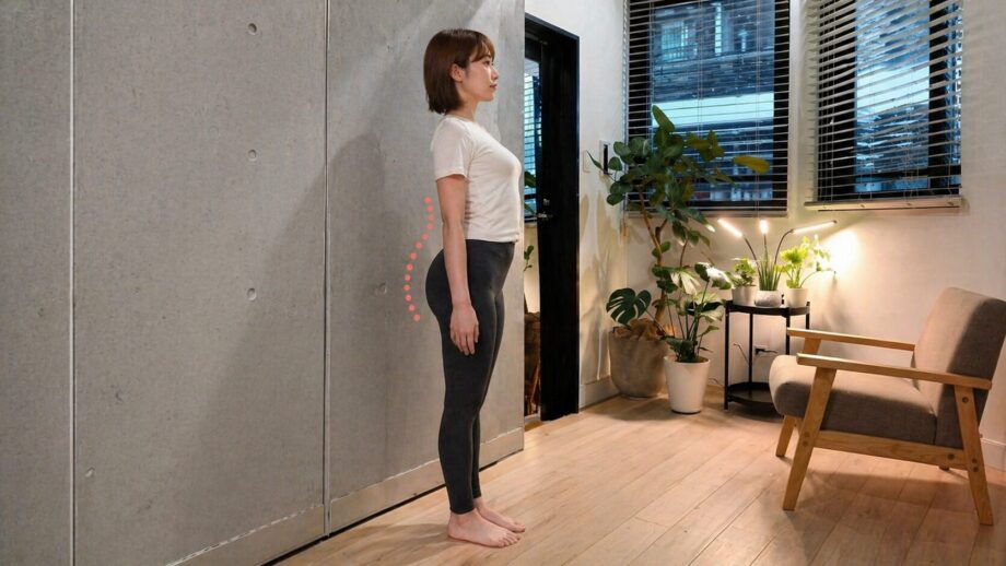 反り腰が強めの女性。腰痛。