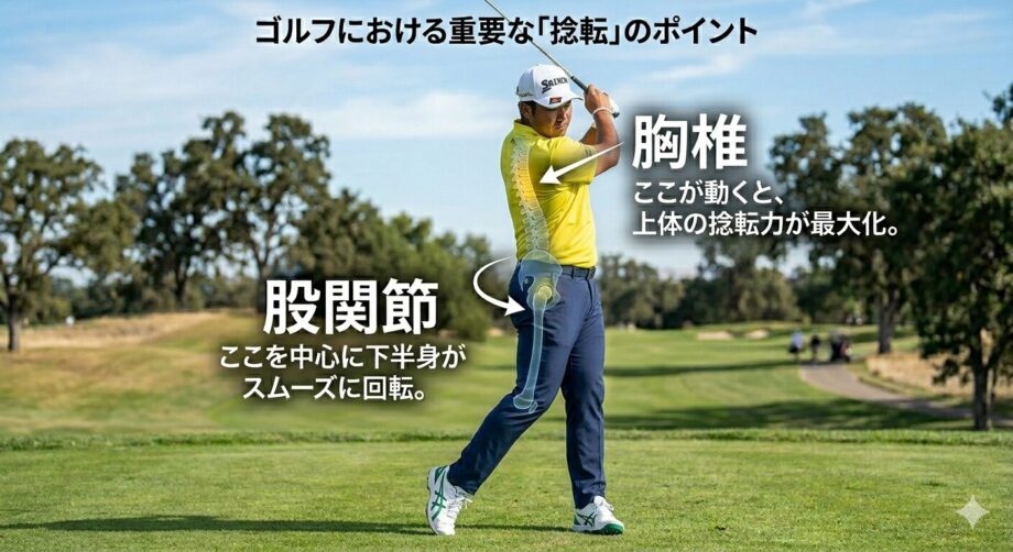 男性ゴルファーがスイングをするイメージ画像
