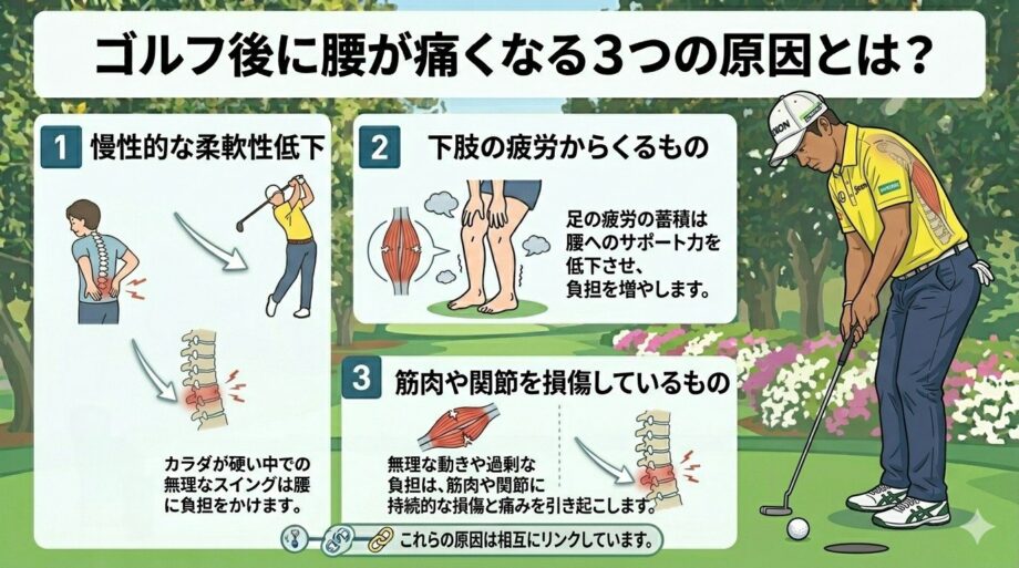 ゴルフ後の腰痛 原因 図解