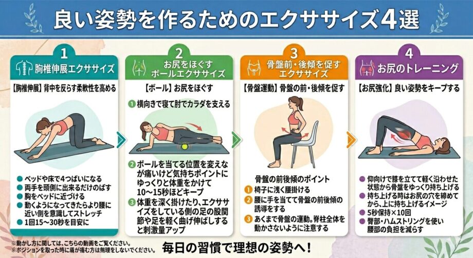 良い姿勢を作るためのエクササイズ4選