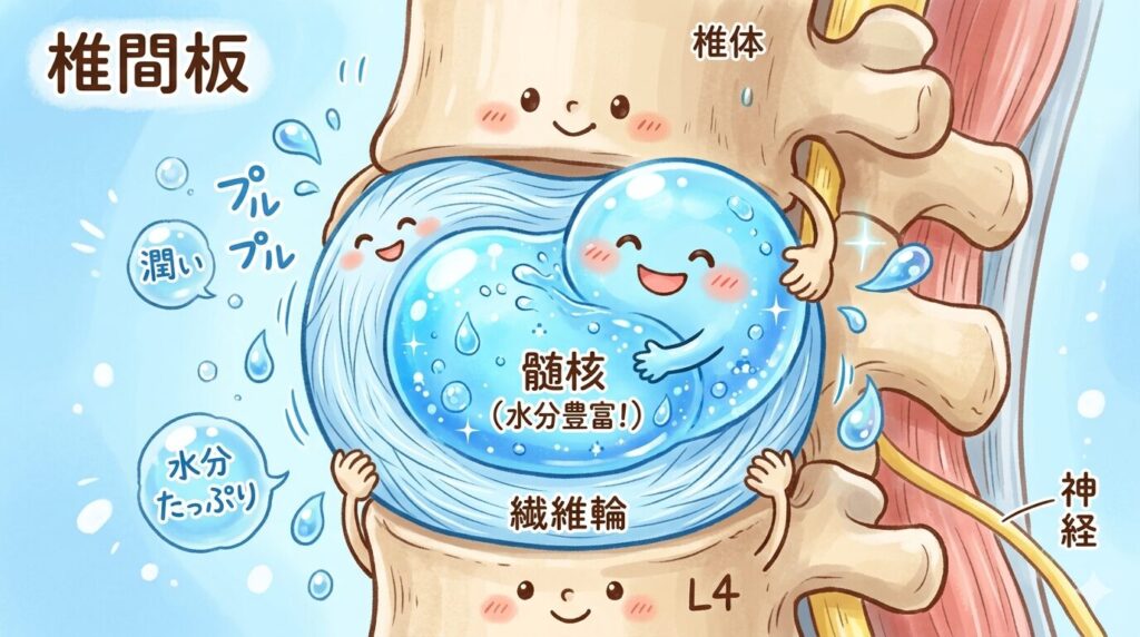 椎間板の水分が豊富であることをイメージした画像。