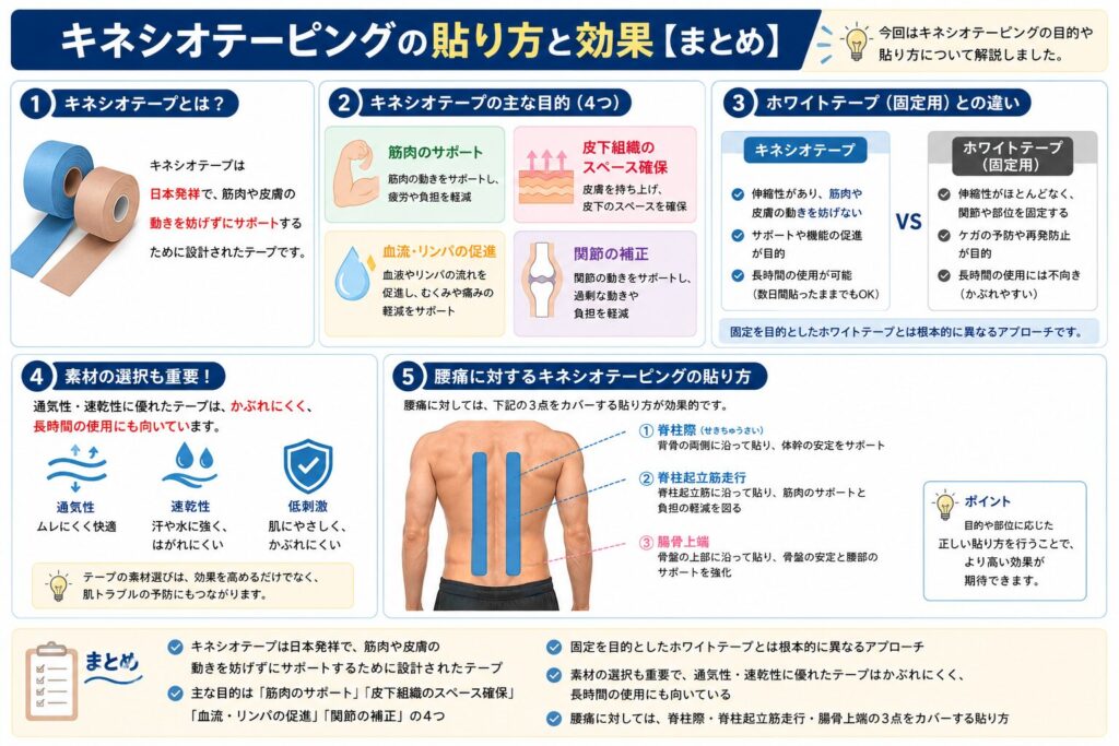 キネシオテーピングの貼り方と効果【まとめ】画像