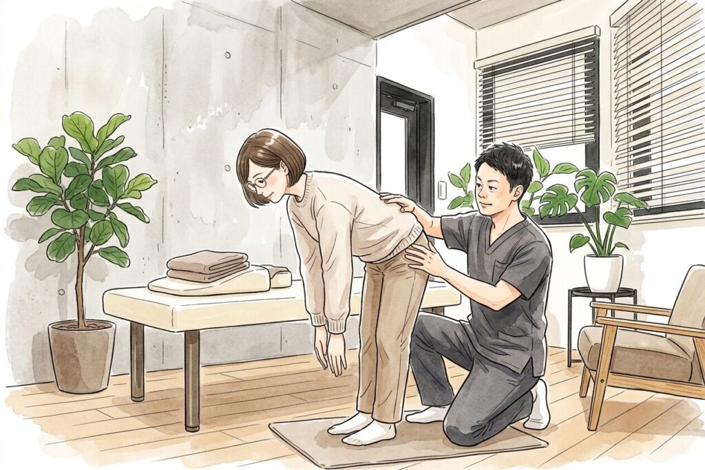 カウンセリングを経て実際にカラダの状態の確認をイメージしたイラスト