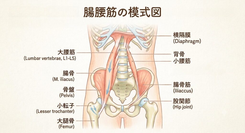 腸腰筋を表したイラスト