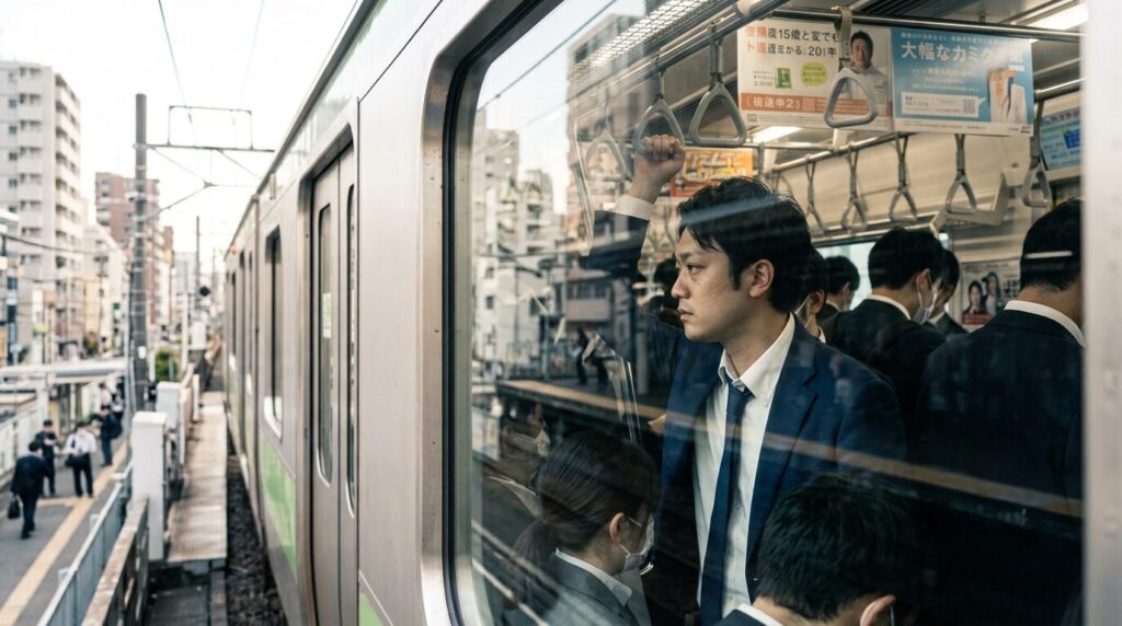 寝不足が続き朝がつらい男性の画像