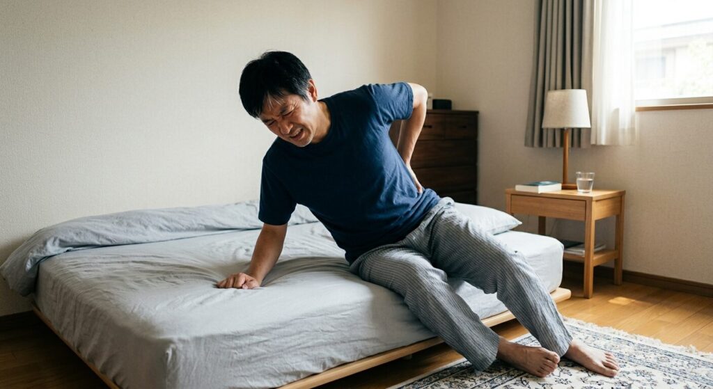 ぎっくり腰を発症した男性の画像