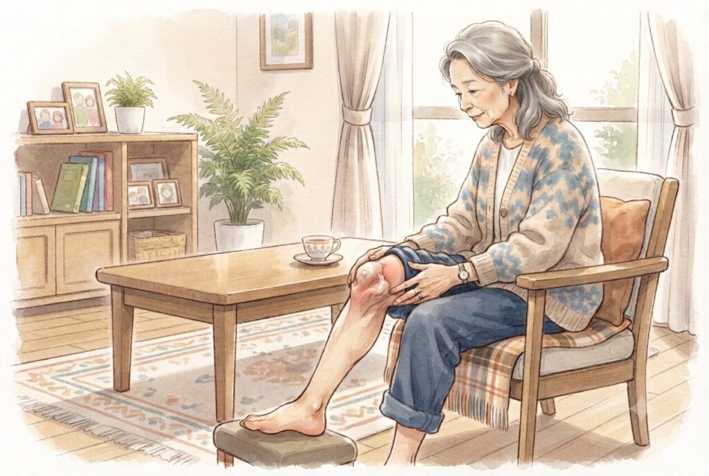 膝の変形に悩む女性のイラスト