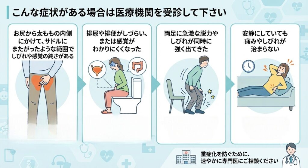 脊柱管狭窄症のレッドフラッグをまとめた画像