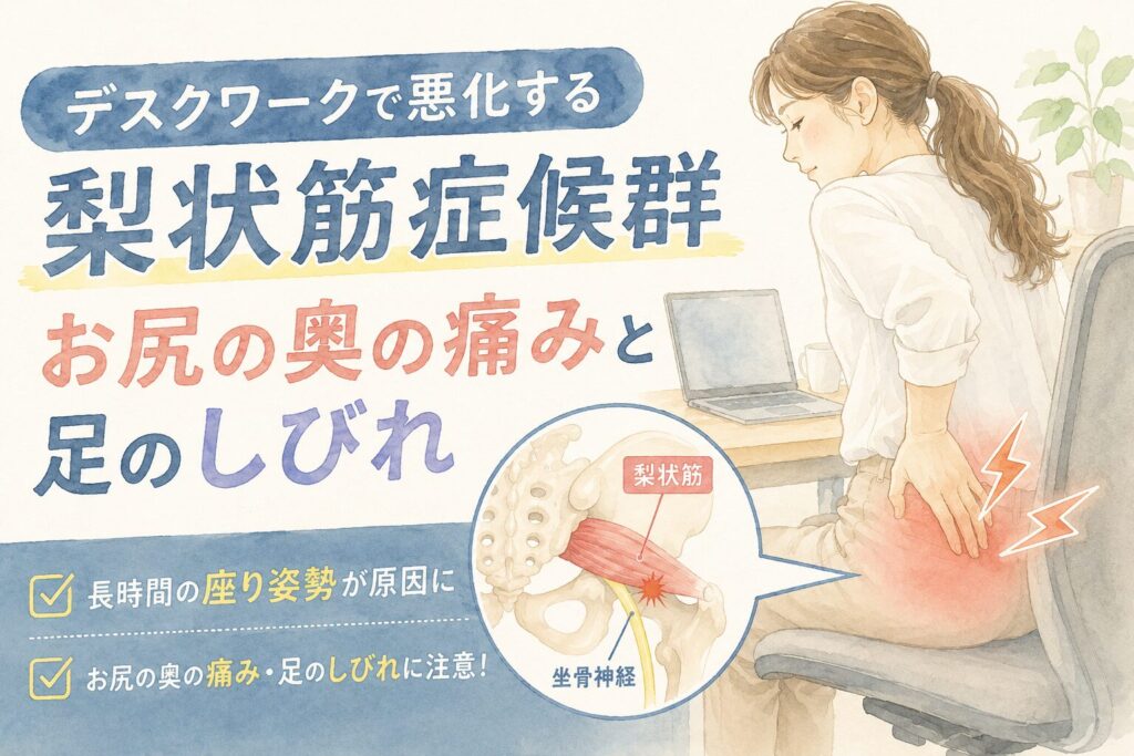 デスクワークで悪化する梨状筋症候群　お尻の奥の痛みと足のしびれを上野・稲荷町の整体院が解説サムネイル画像