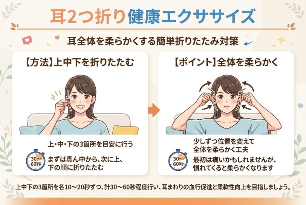 耳2つ折りエクササイズのイラスト