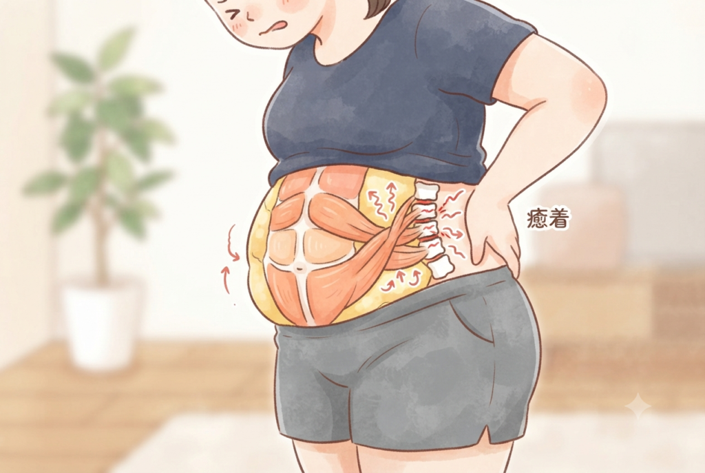 筋膜や皮下組織の癒着を表したイラスト