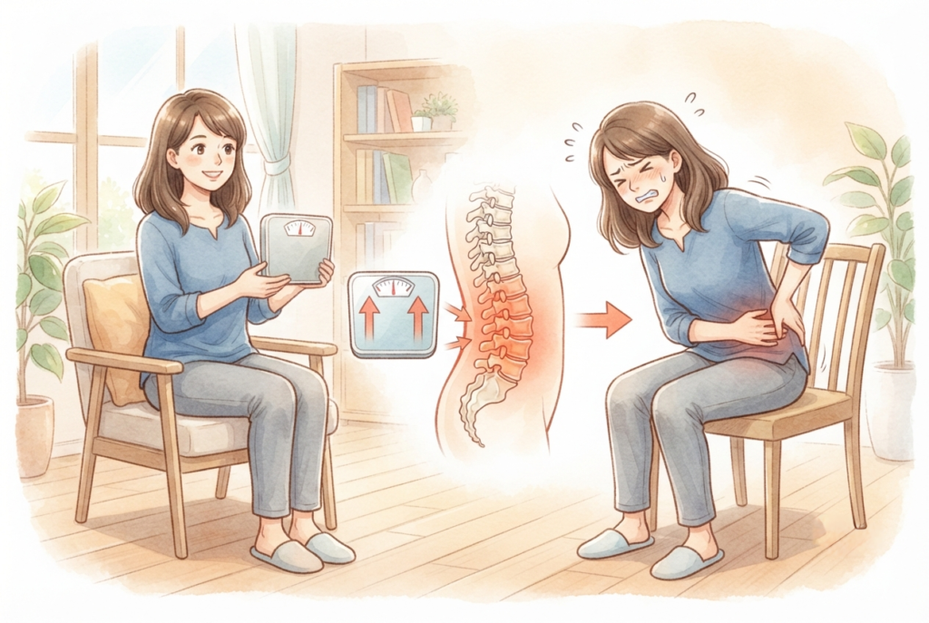 体重増加と腰痛は関係あるのか？のサムネイル画像。