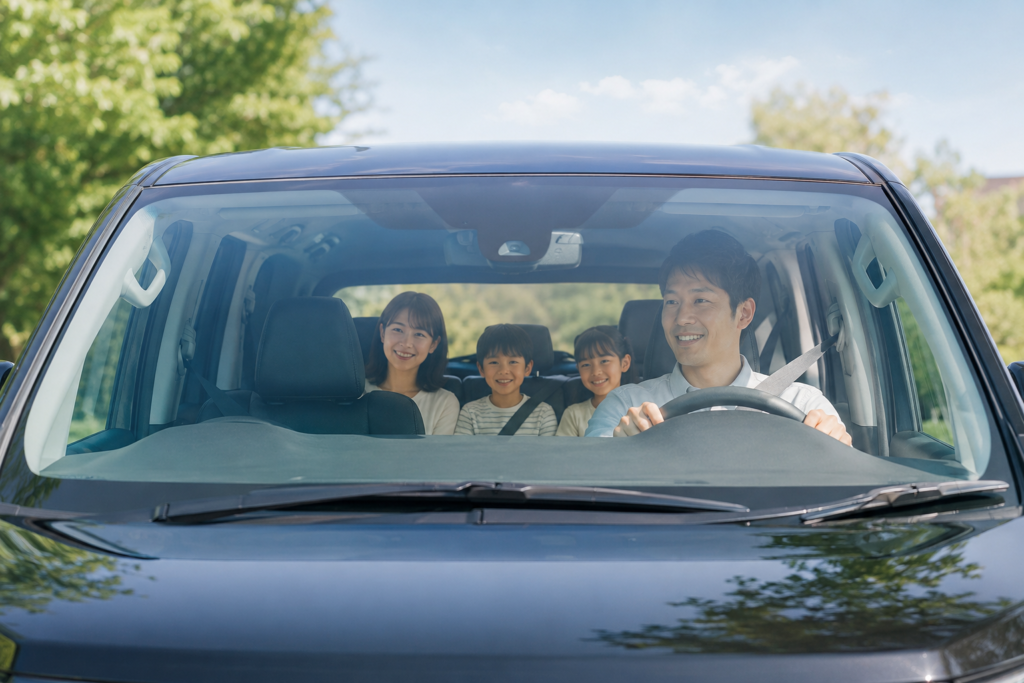 座り方を意識しながら運転する男性の様子。