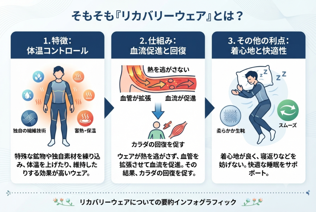 リカバリーウェアの仕組みを説明した画像。