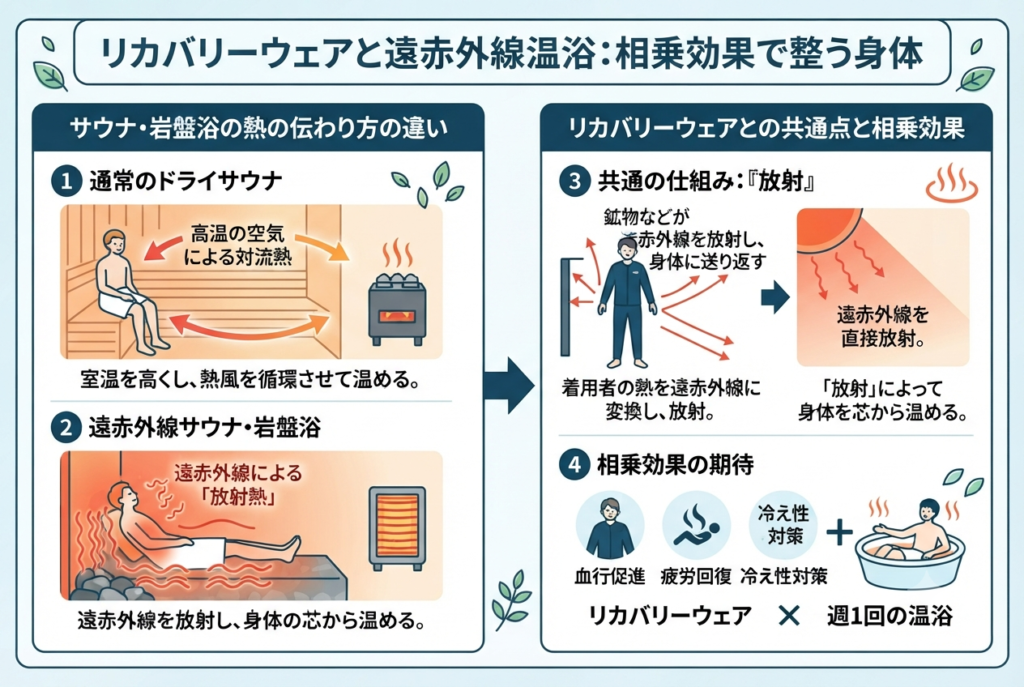 その他の遠赤外線の効果が期待できる物をまとめたイラスト