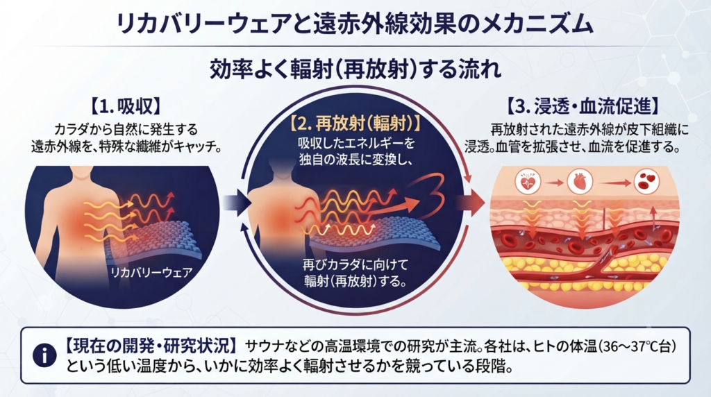 リカバリーウェアと遠赤外線効果をまとめた画像