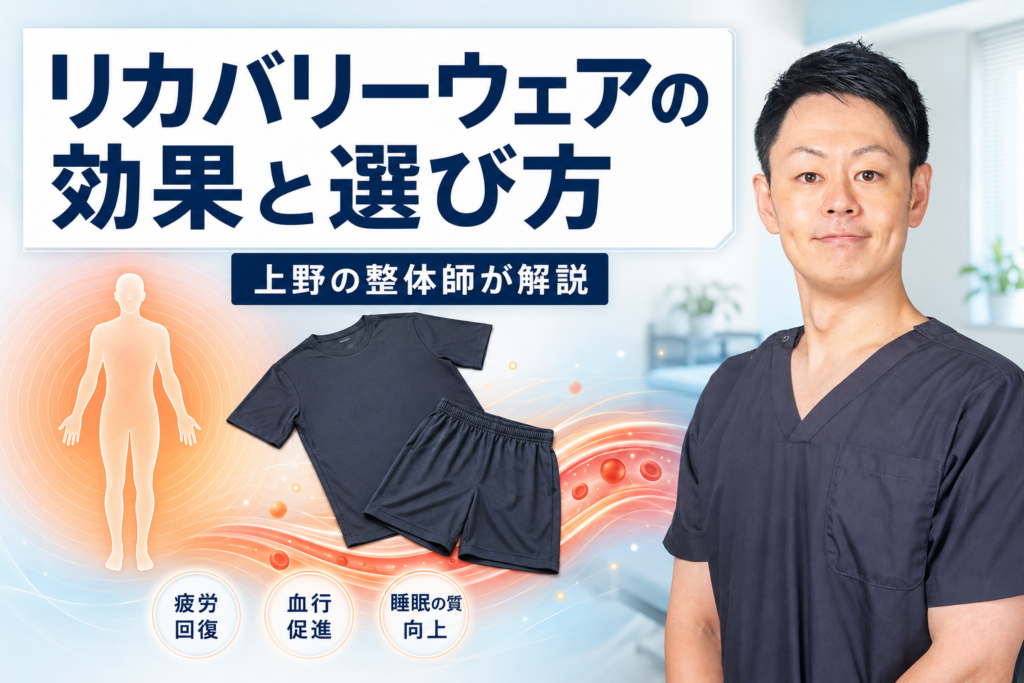 【上野の整体師が解説】リカバリーウェアの効果と選び方|遠赤外線・一酸化窒素の仕組みも紹介のサムネイル画像
